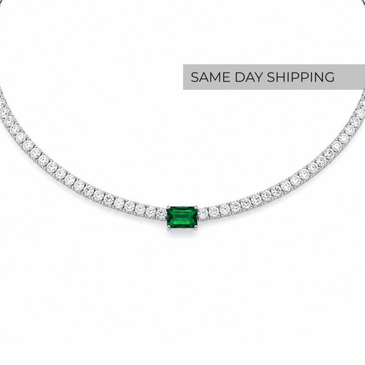 Emerald Center Tennis Necklace