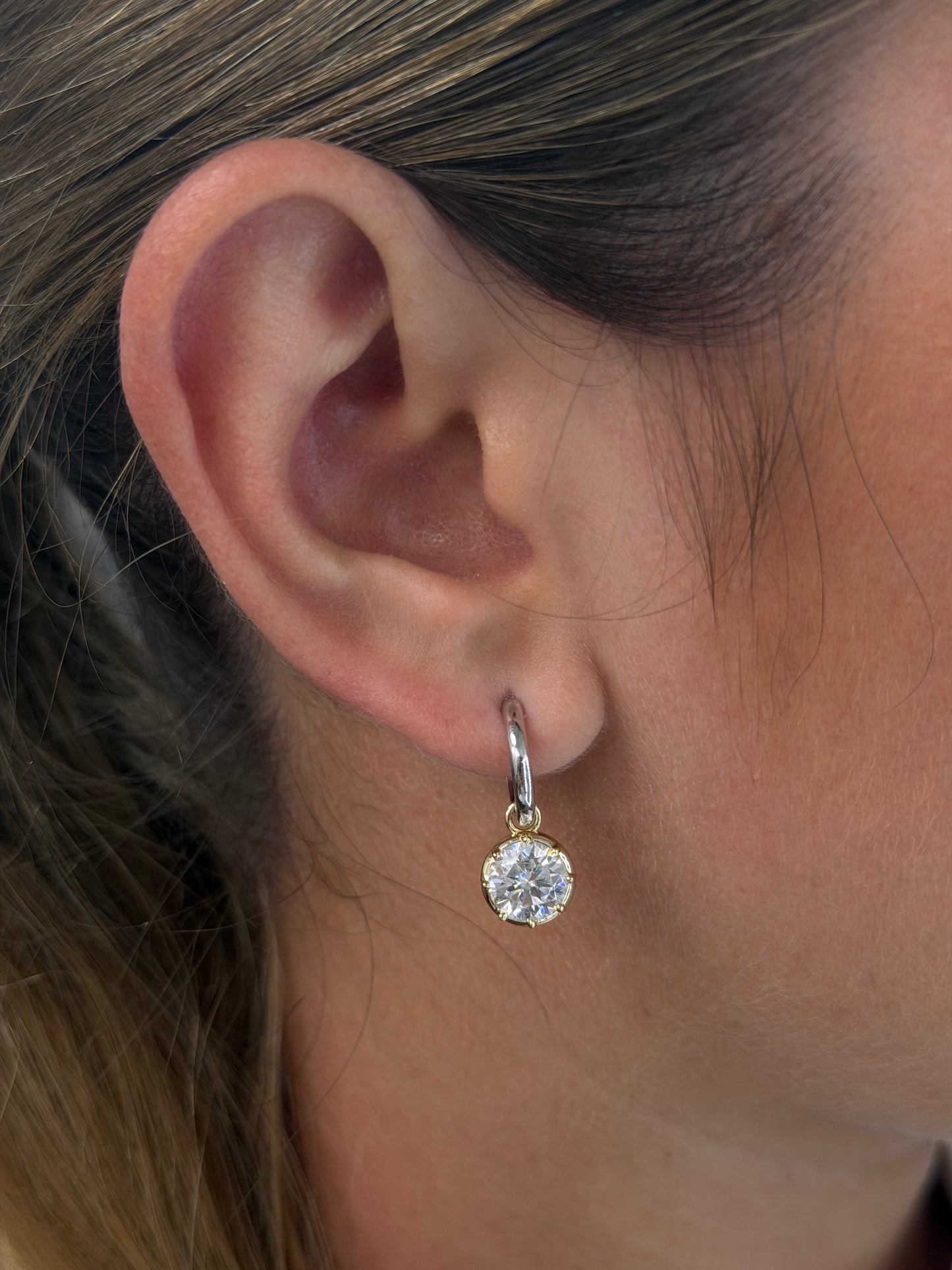 Two-Tone Charm Hoop Earrings