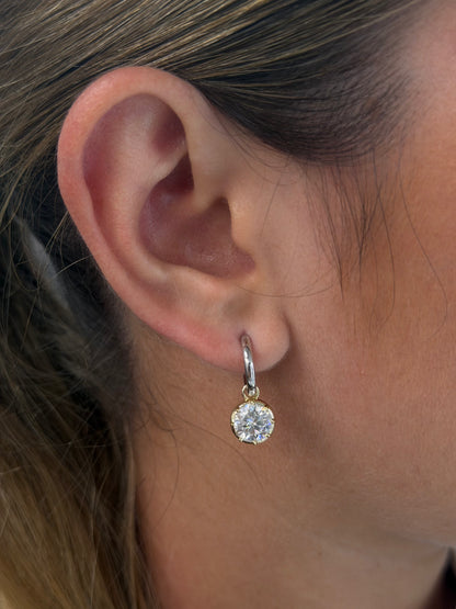 Two-Tone Charm Hoop Earrings