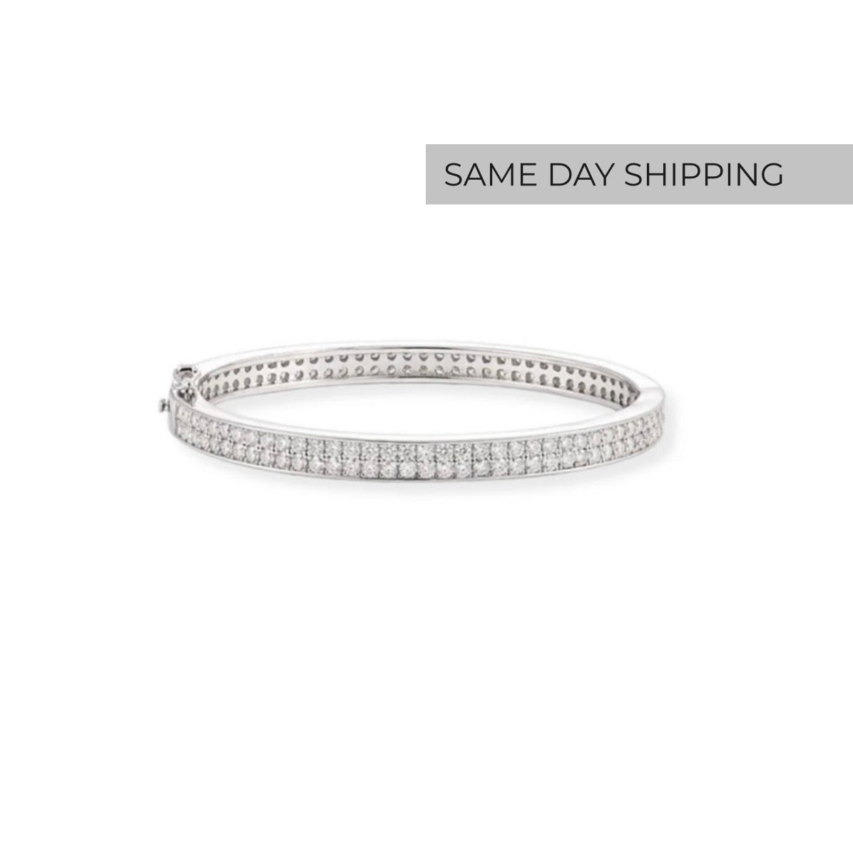 Double Row Pave Bangle Bracelet