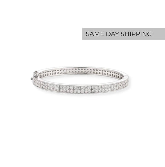 Double Row Pave Bangle Bracelet