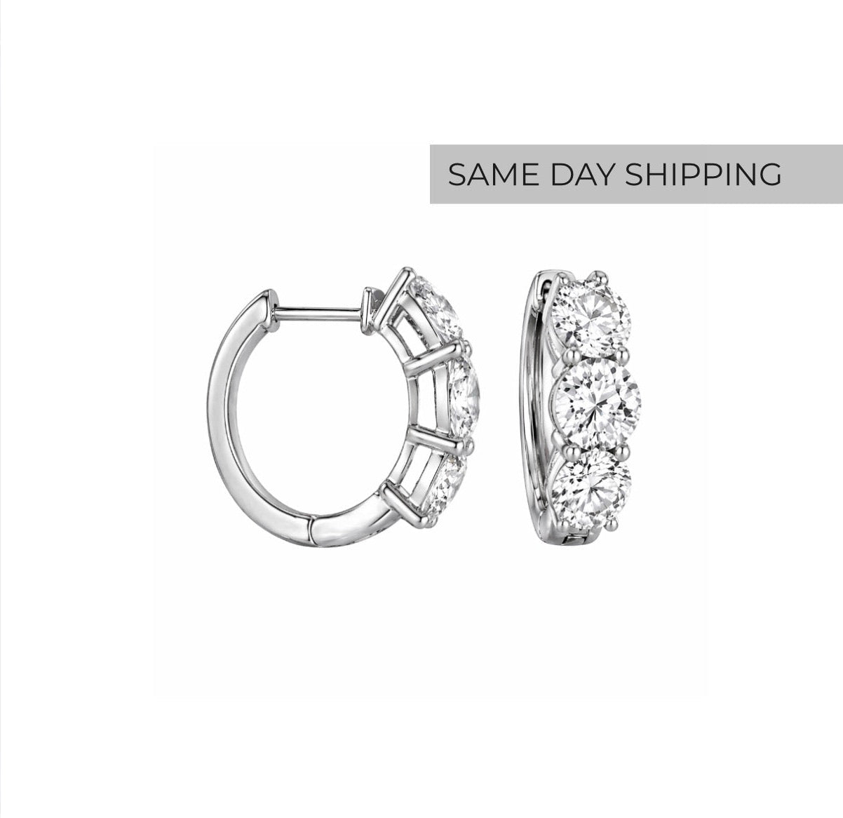 Three stone hoop earrings