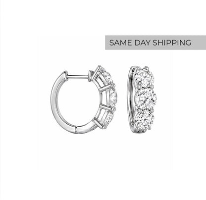 Three stone hoop earrings