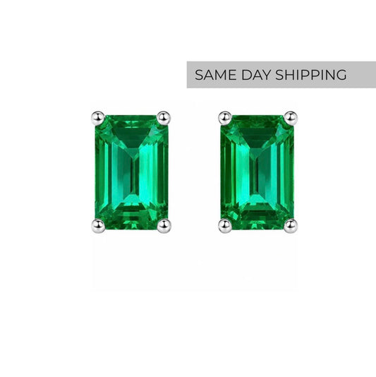 Emerald Petite Stud Earrings