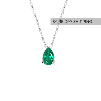 Pear Cut Emerald Necklace Pendant