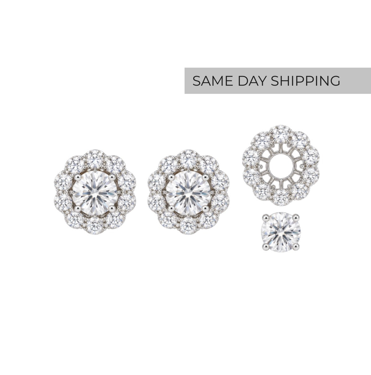 1.5cttw 2-in-1 Halo Stud Earrings With Removable Jackets