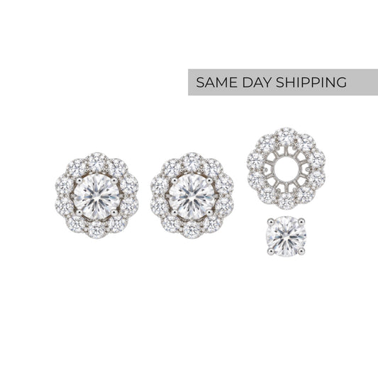 1.5cttw 2-in-1 Halo Stud Earrings With Removable Jackets