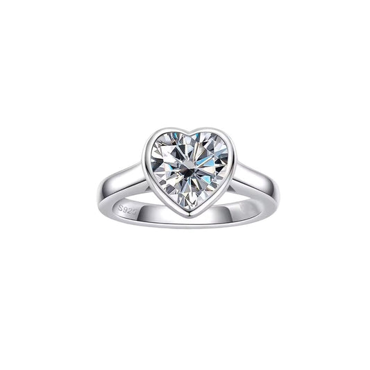 2CT Heart Cut Bezel Set Ring
