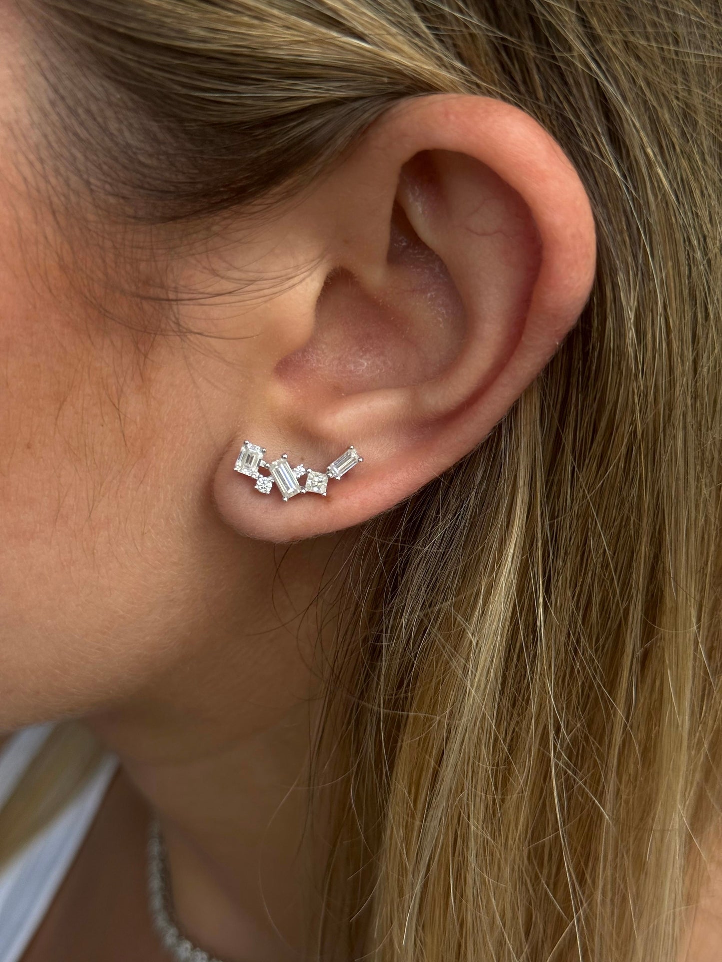 Mixed-Cut Climber Earrings