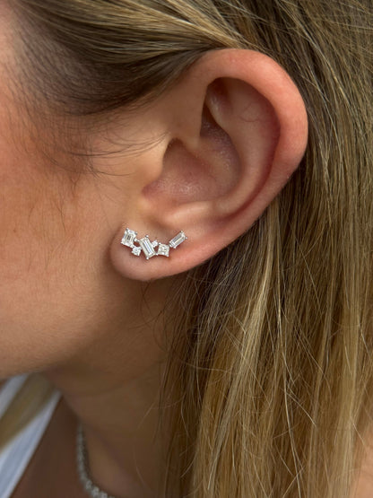 Mixed-Cut Climber Earrings