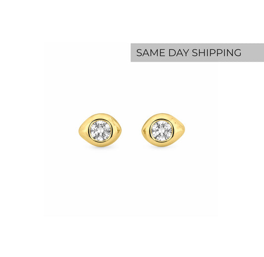 Mini bezel sparkle earrings