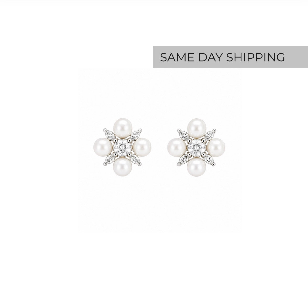 Pearl Flower Stud Earrings