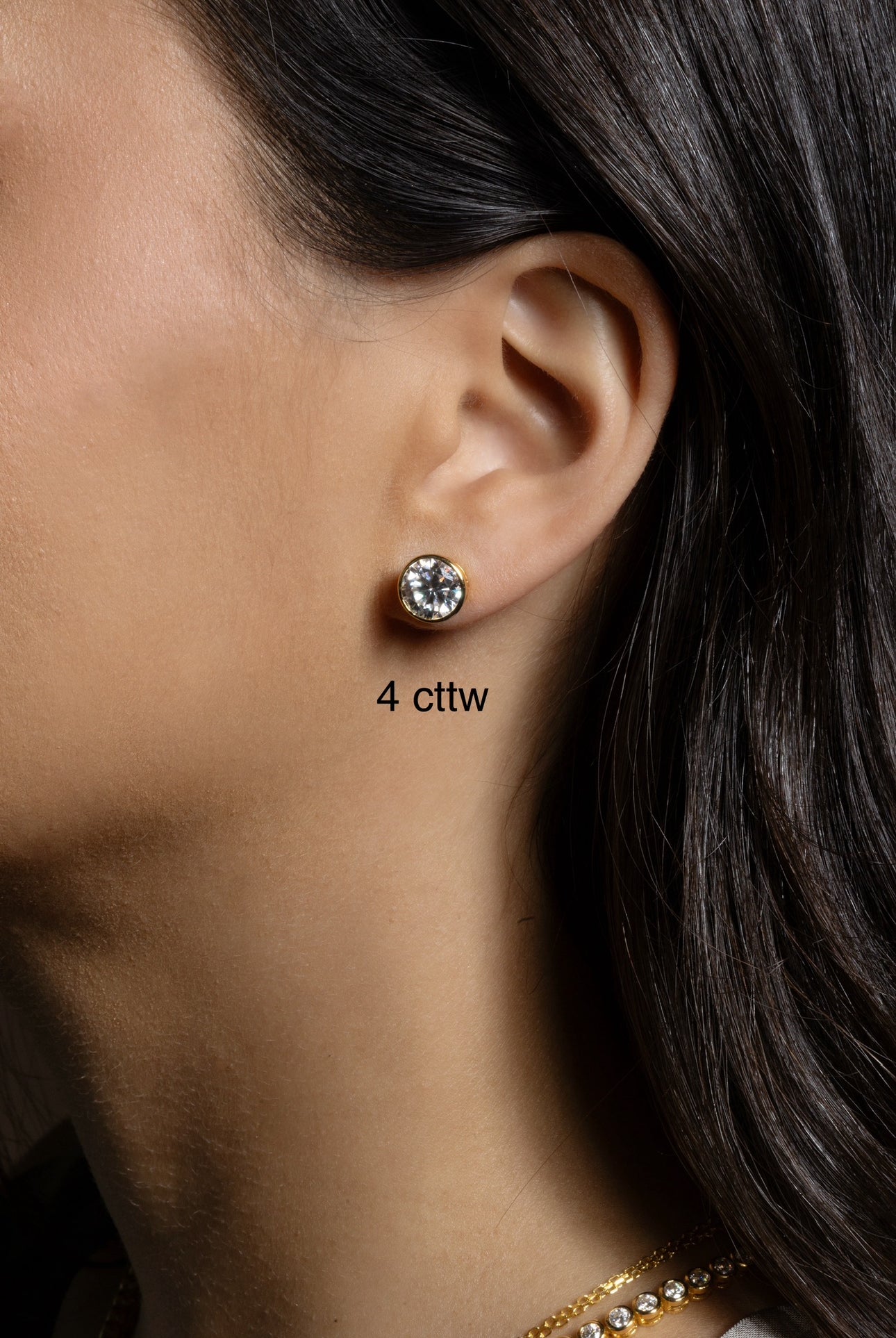 Bezel Stud Earrings