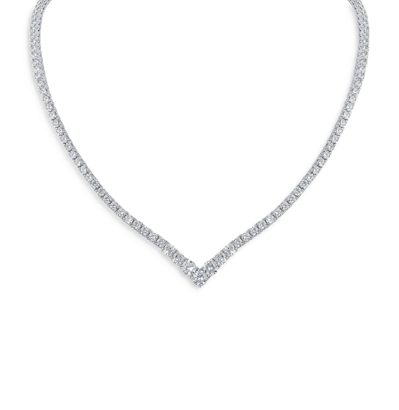 Graduated “V” Tennis Necklace