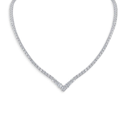 Graduated “V” Tennis Necklace