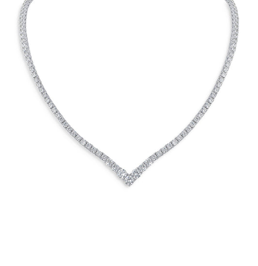 Graduated “V” Tennis Necklace