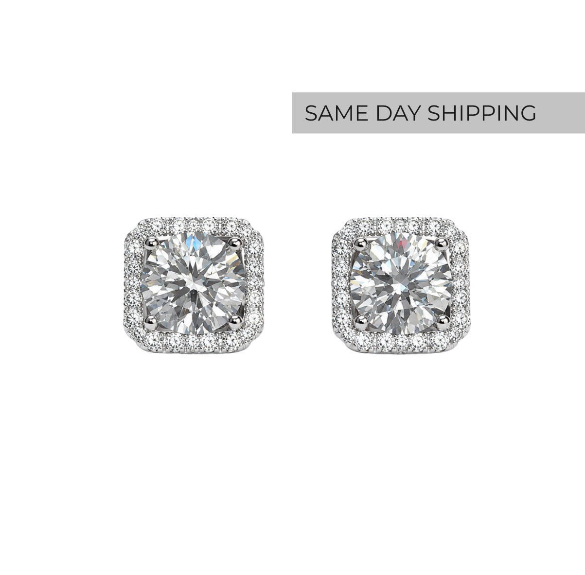 Cushion Halo Stud Earrings