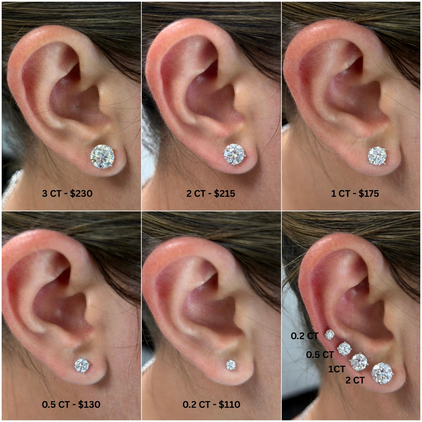 Martini Setting Round Solitaire Stud Earrings