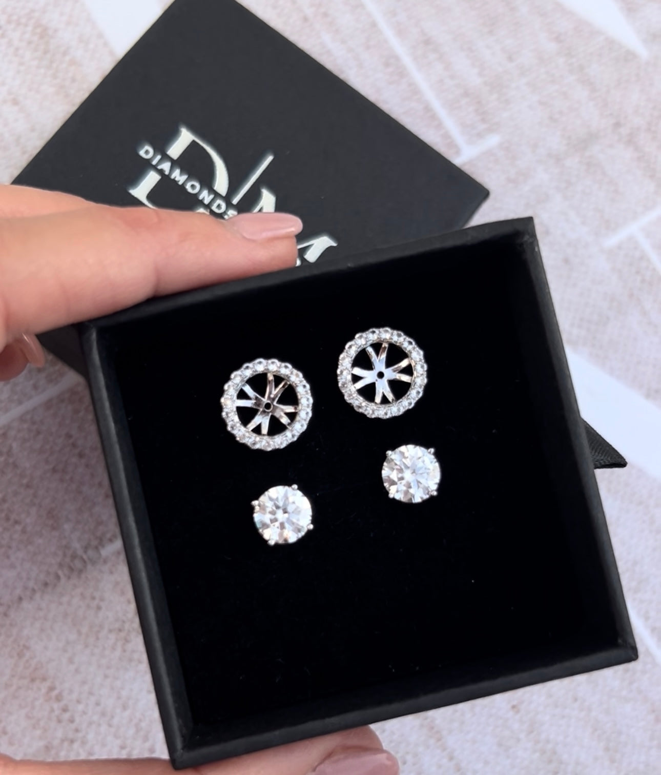 Halo Stud Earrings With Removable Jackets