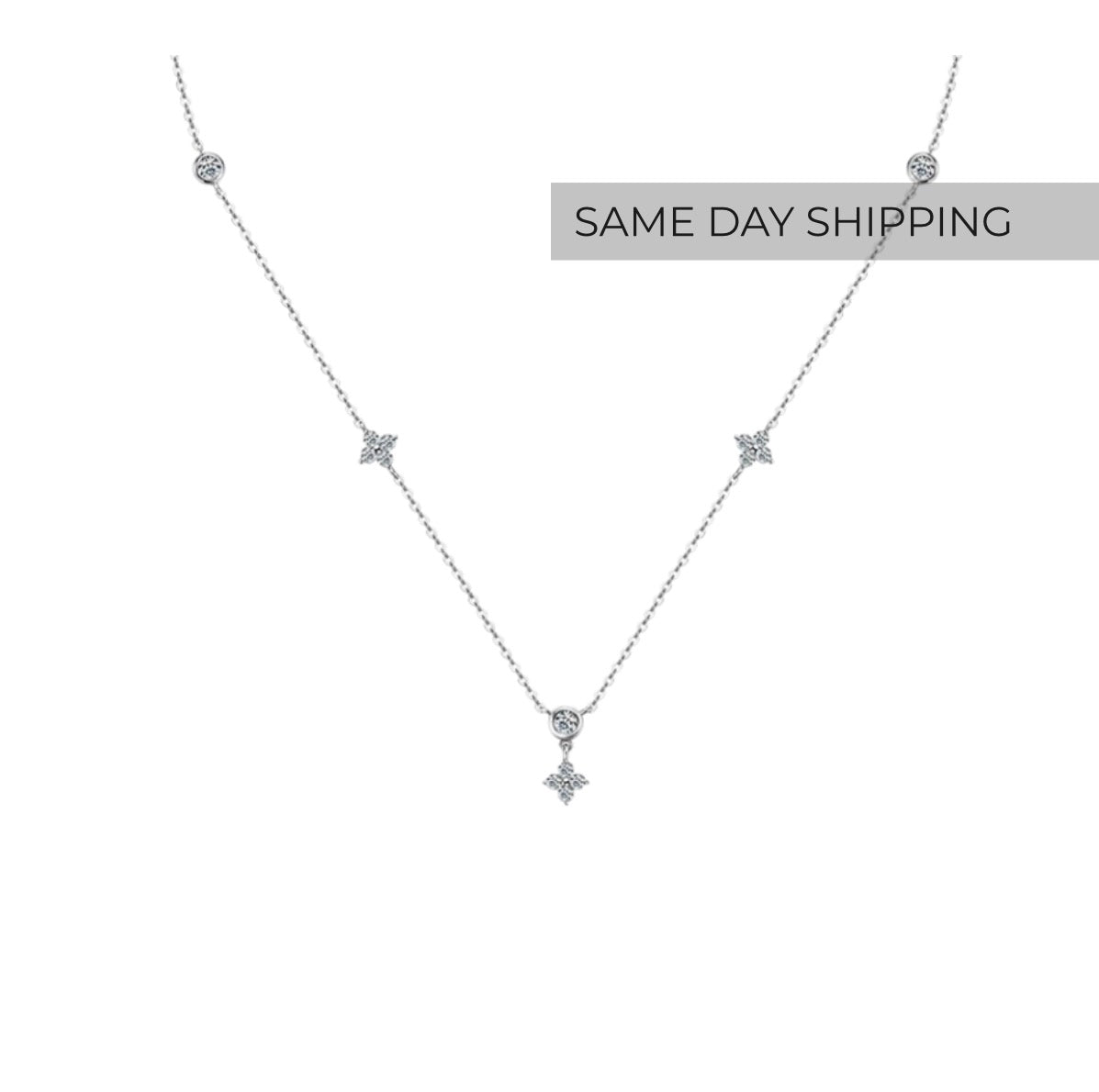 Clover Bezel Set Pendant Necklace