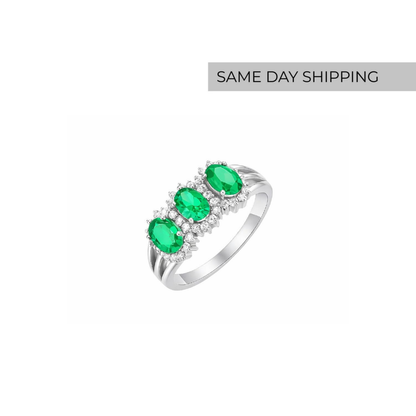 Emerald Trio Ring