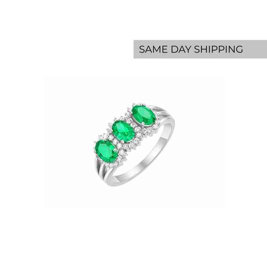 Emerald Trio Ring