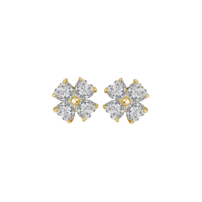 Heart-Cut Flower Stud Earrings