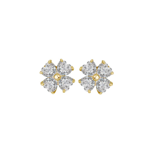 Heart-Cut Flower Stud Earrings