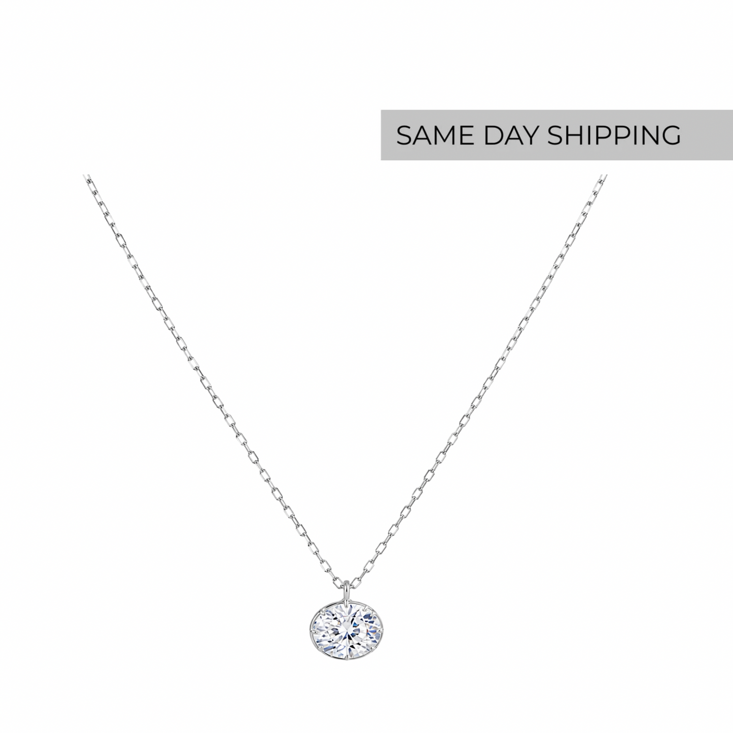 5CT Oval chain  Solitaire Necklace