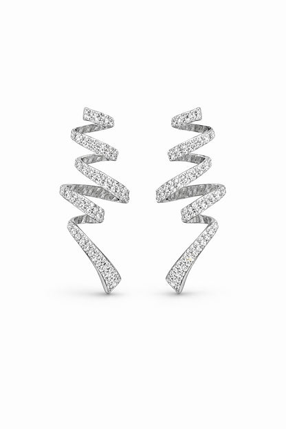 Pavé Spiral Drop Earrings