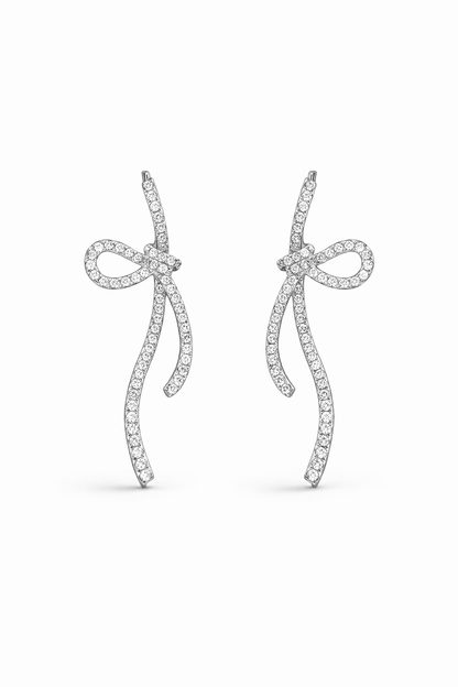 Pavé Bow Drop Earrings