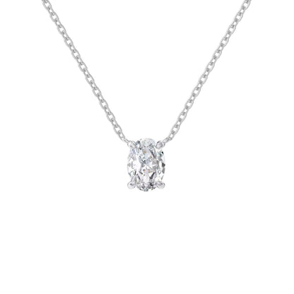 Oval Cut Solitaire Pendant  Necklace