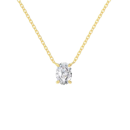 Oval Cut Solitaire Pendant  Necklace