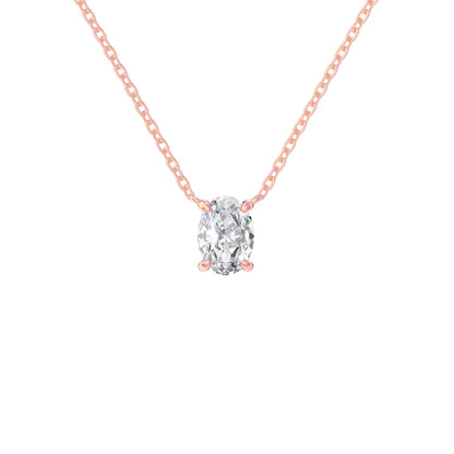 Oval Cut Solitaire Pendant  Necklace