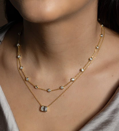 Emerald Bezel Solitaire Necklace