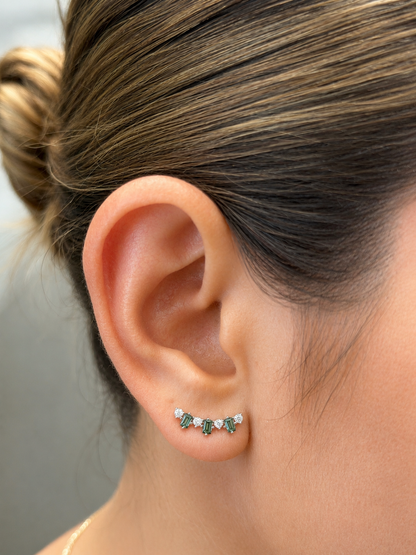 Emerald Spark Ear Climbers earring