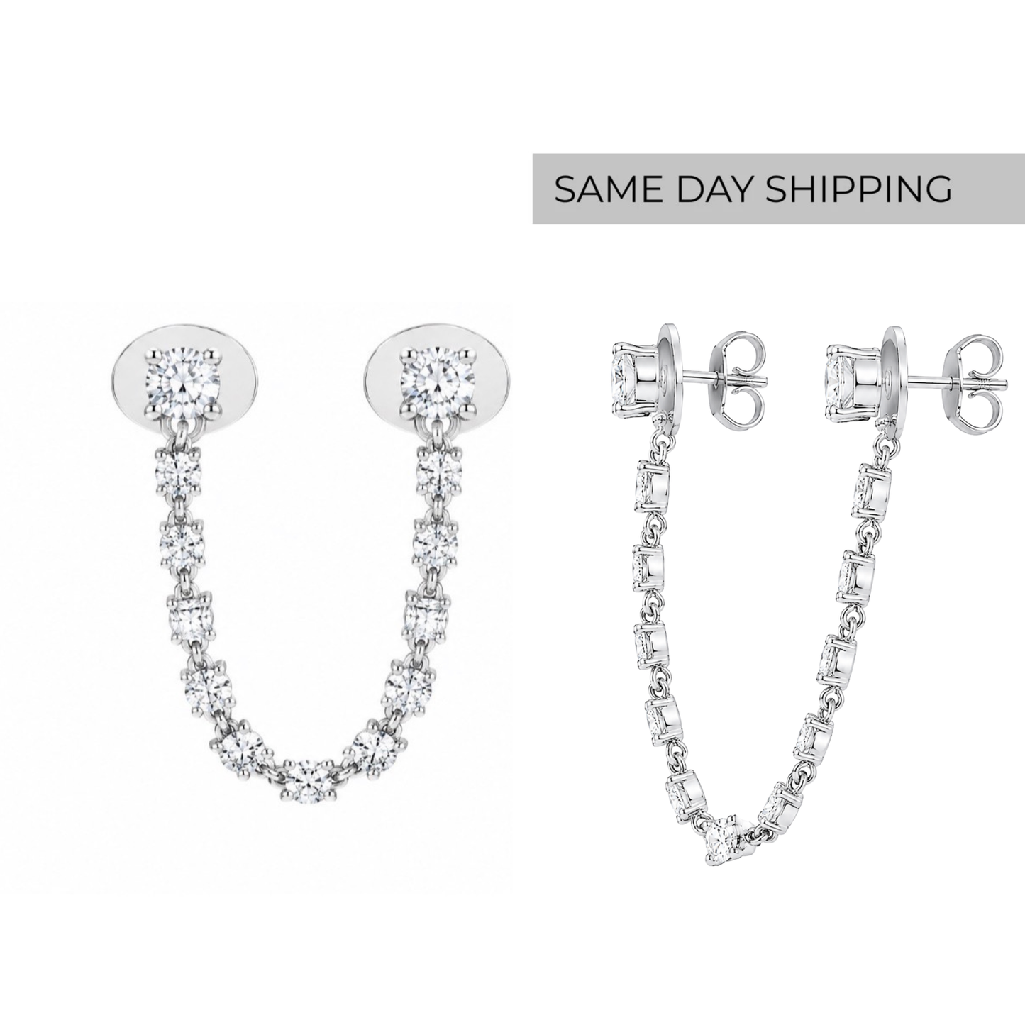 Double Stud Chain Earrings