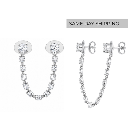Double Stud Chain Earrings