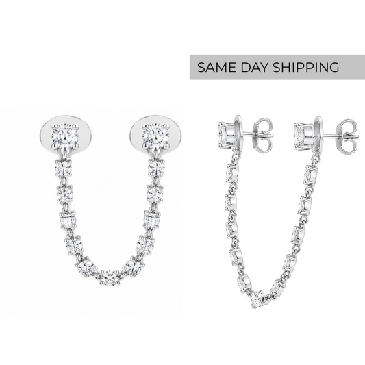 Double Stud Chain Earrings