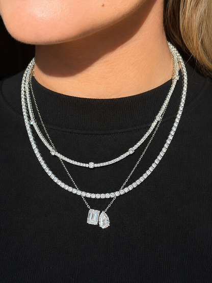5cttw Toi et Moi Emerald & Pear Cut Necklace