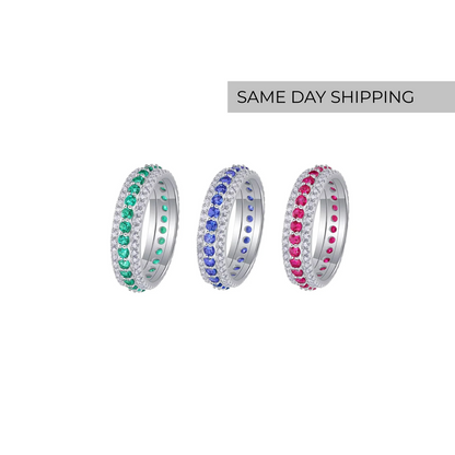 Lab Emerald/ Sapphire OR Ruby Eternity Ring
