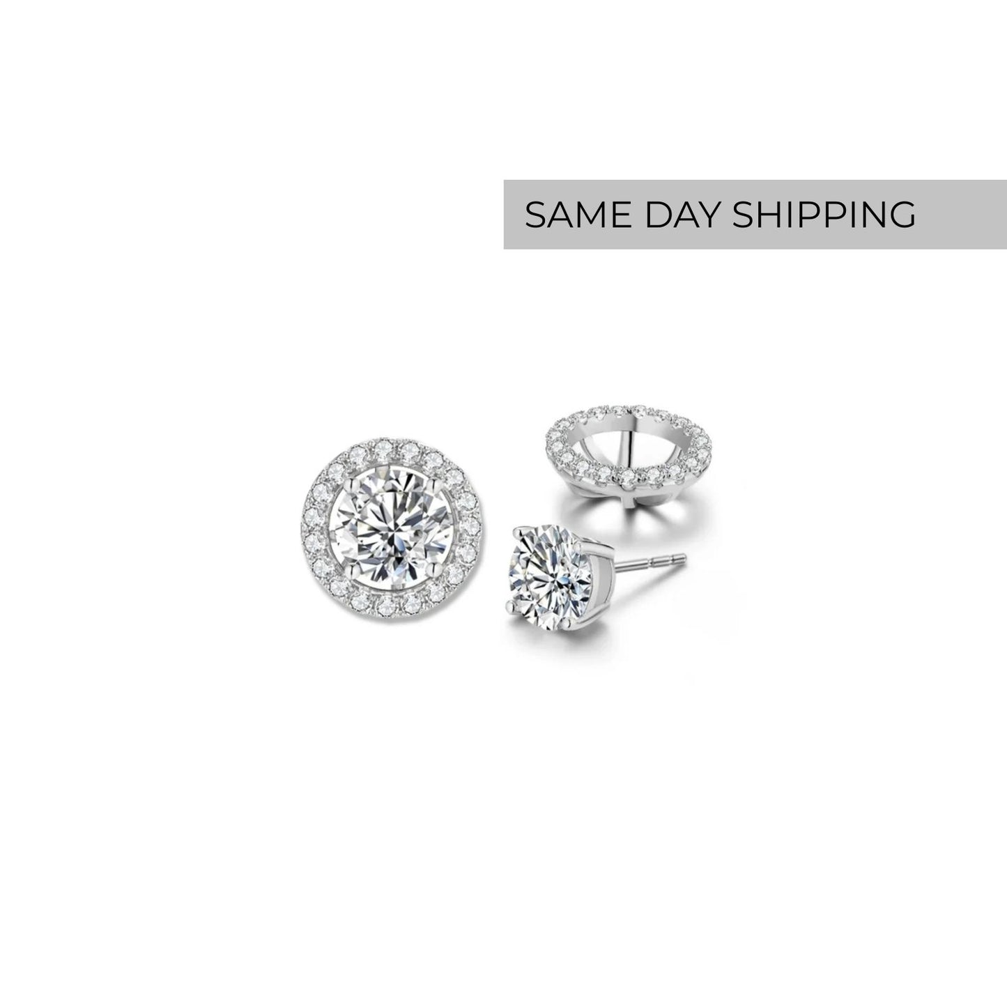 Halo Stud Earrings With Removable Jackets