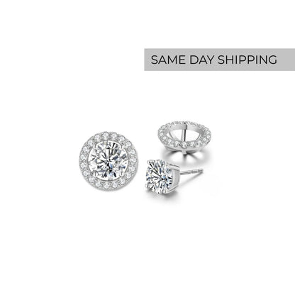 3.5cttw 2-in-1 Halo Stud Earrings With Removable Jackets