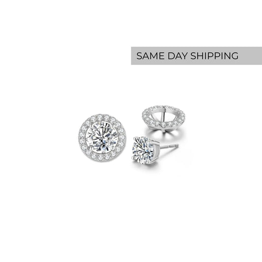 Halo Stud Earrings With Removable Jackets