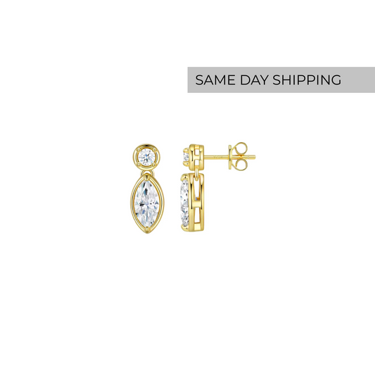 Marquise Drop Golden Earrings