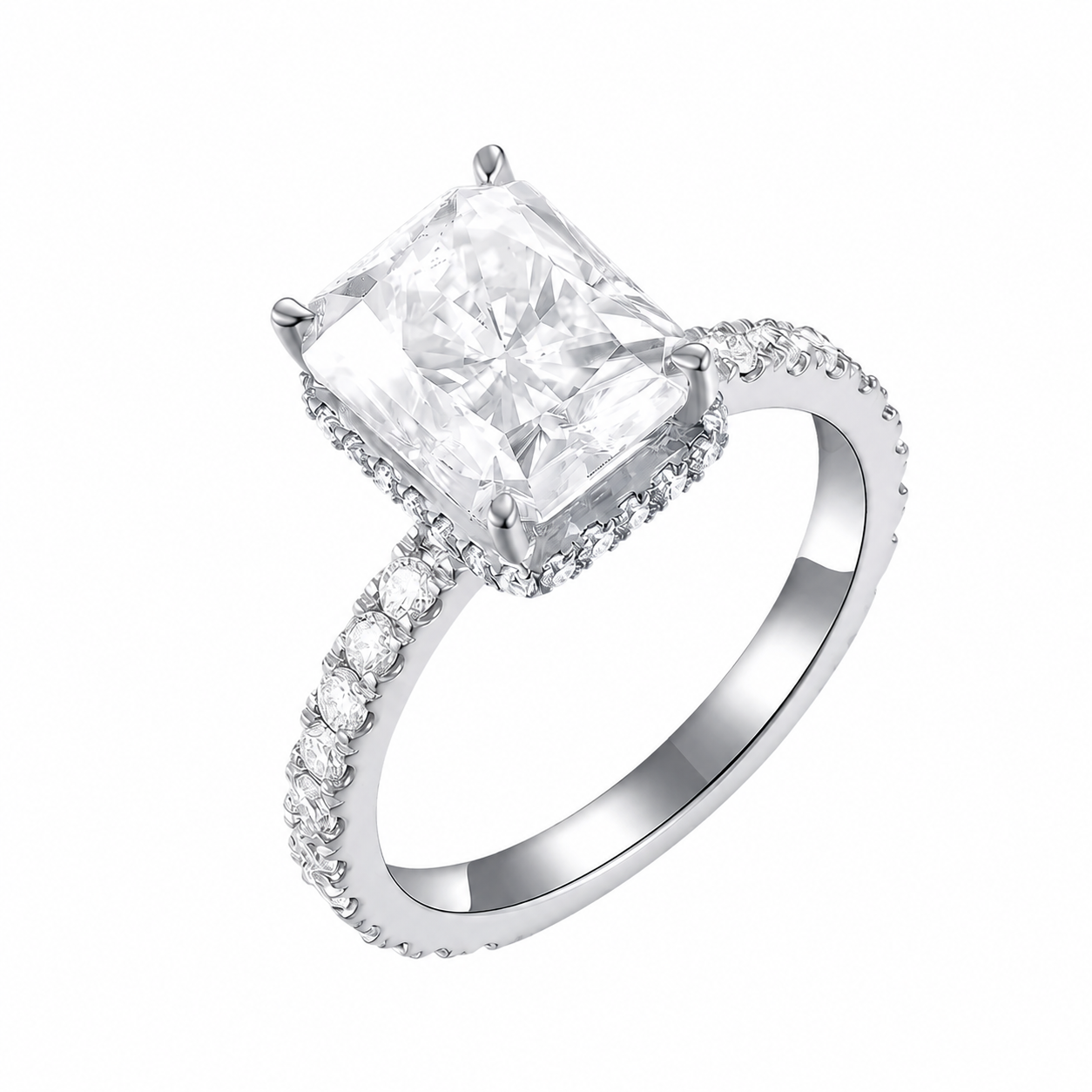 4CT Radiant Cut Ring - 18k Solid Yellow Gold - Final Sale