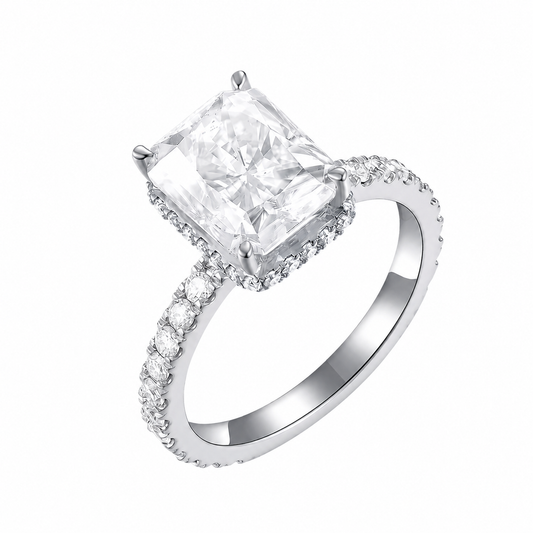4CT Radiant Cut Ring - 18k Solid Yellow Gold - Final Sale