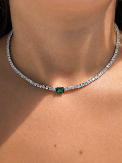 Emerald Center Tennis Necklace
