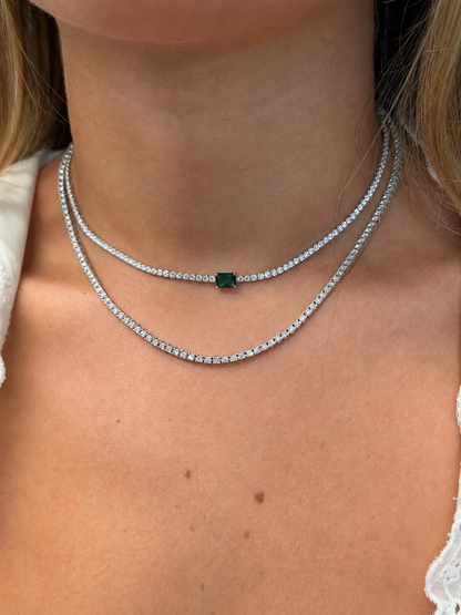 Adjustable Emerald Tennis Choker Necklace