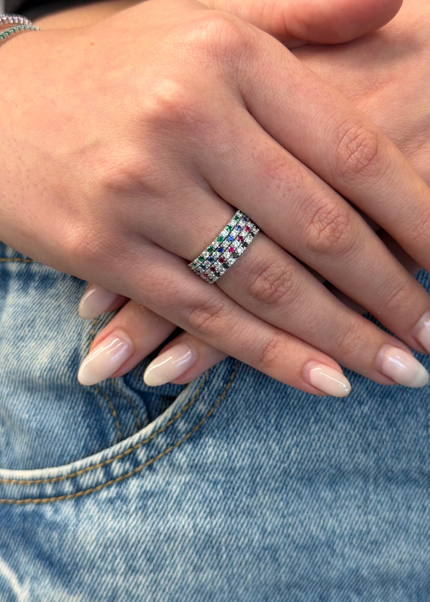 half 2mm color eternity band ring